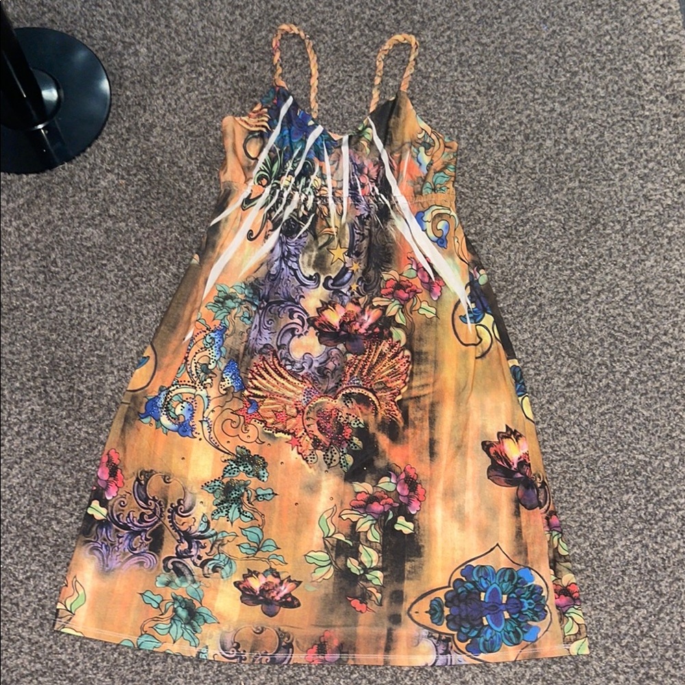 Colorful Sleeveless Dress with Braided Straps